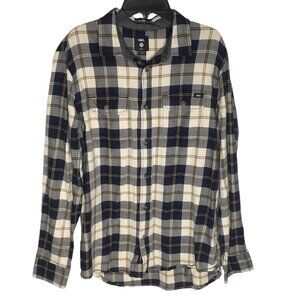 Vans Flannel Long Sleeve Button Up Casual Skate Shirt Mens Small Blue Plaid